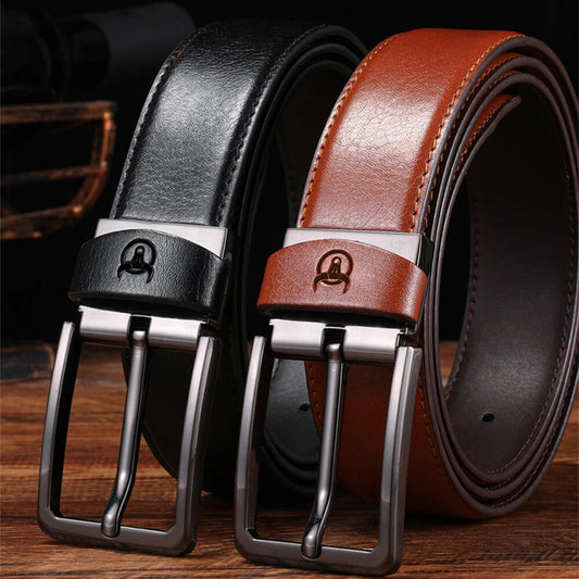 BULLCAPTAIN 130cm Genuine Leather Men's Fashionable Pinch-buckle Belt