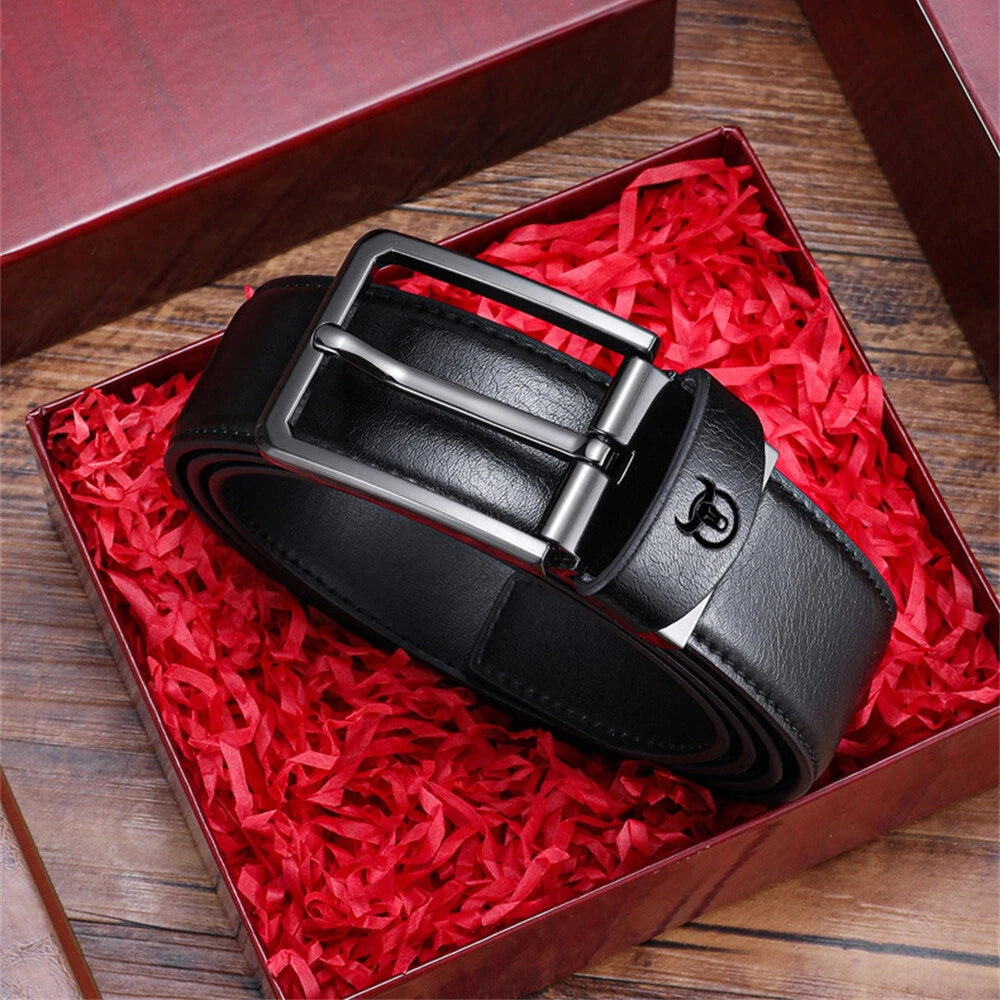 BULLCAPTAIN 130cm Genuine Leather Men's Fashionable Pinch-buckle Belt