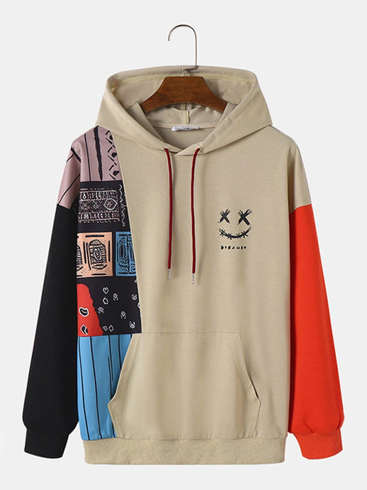 ChArmkpR Mens Ethnic Smile Print Color Block