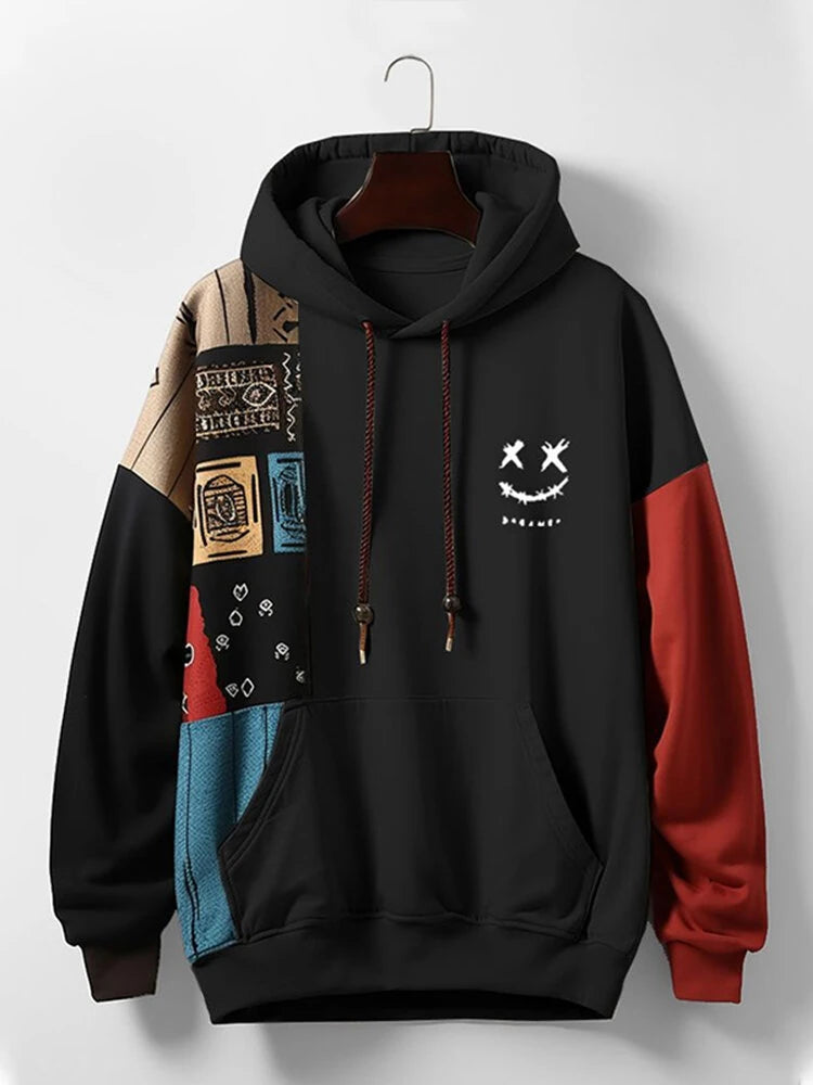 ChArmkpR Mens Ethnic Smile Print Color Block