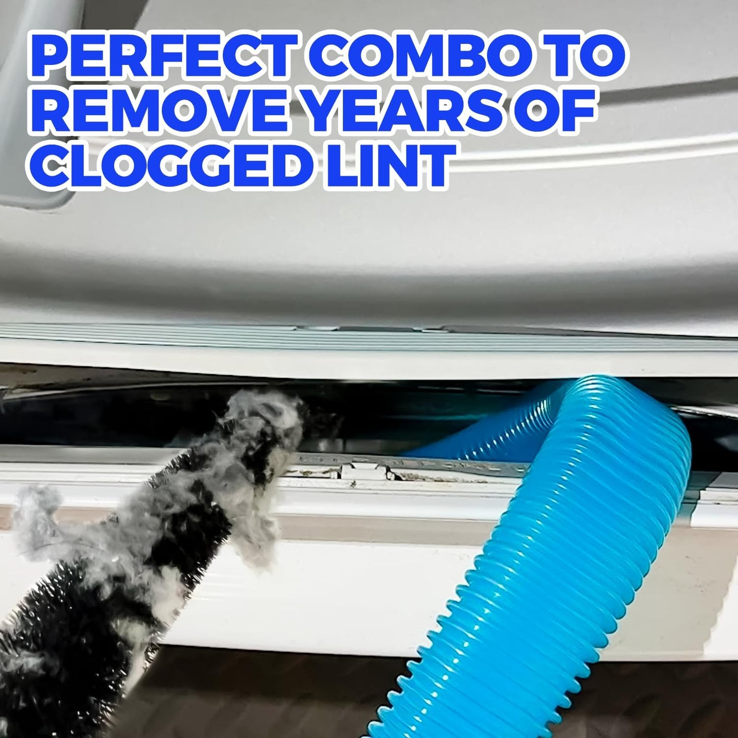 Holikme 2 Pieces Dryer Vent Cleaner Kit, Dryer Lint Vacuum Attachment and Flexible Dryer Lint Brush, Dryer Vent Vacuum Hose Attachment, Blue