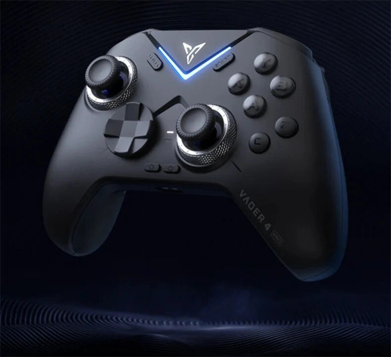 Flydigi Vader 4 Pro Tri-mode Game Controller RGB Wireless Gamepad with 40-100gf Adjustable Joystick Force-switching Vibration Trigger for PC Switch Android IOS Support 1000Hz Polling Rate - Single Black Handle