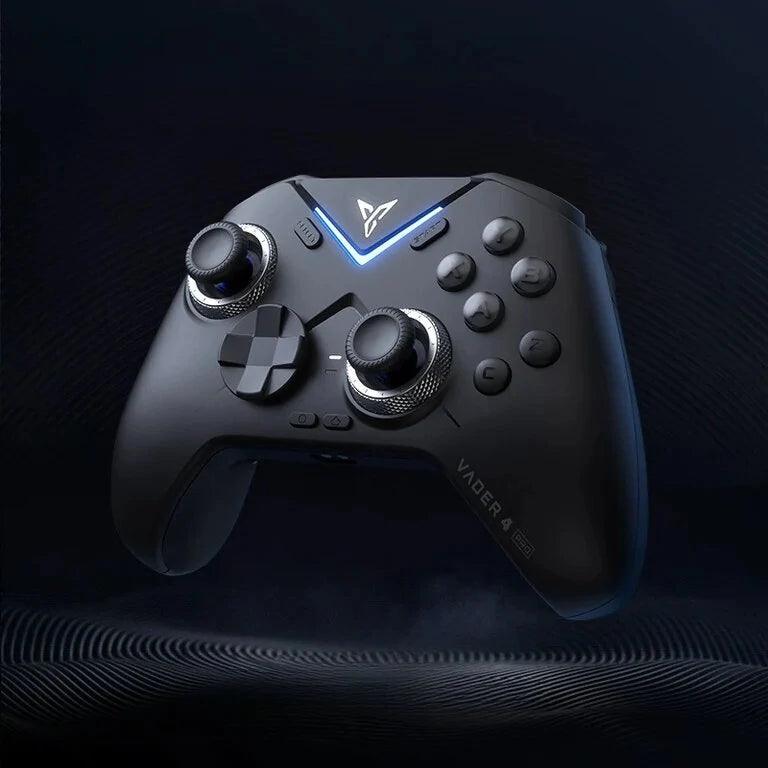 Flydigi Vader 4 Pro Tri-mode Game Controller RGB Wireless Gamepad with 40-100gf Adjustable Joystick Force-switching Vibration Trigger for PC Switch Android IOS Support 1000Hz Polling Rate - Single Black Handle