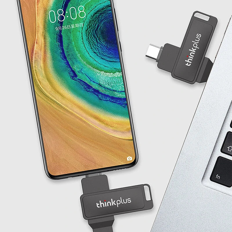 Lenovo Thinkplus MU233 USB3.2 Flash Drive High Speed Dual-interface Pendrive 32GB 64GB 128GB 256GB 512GB Mini Portable Memory U Disk - 32GB