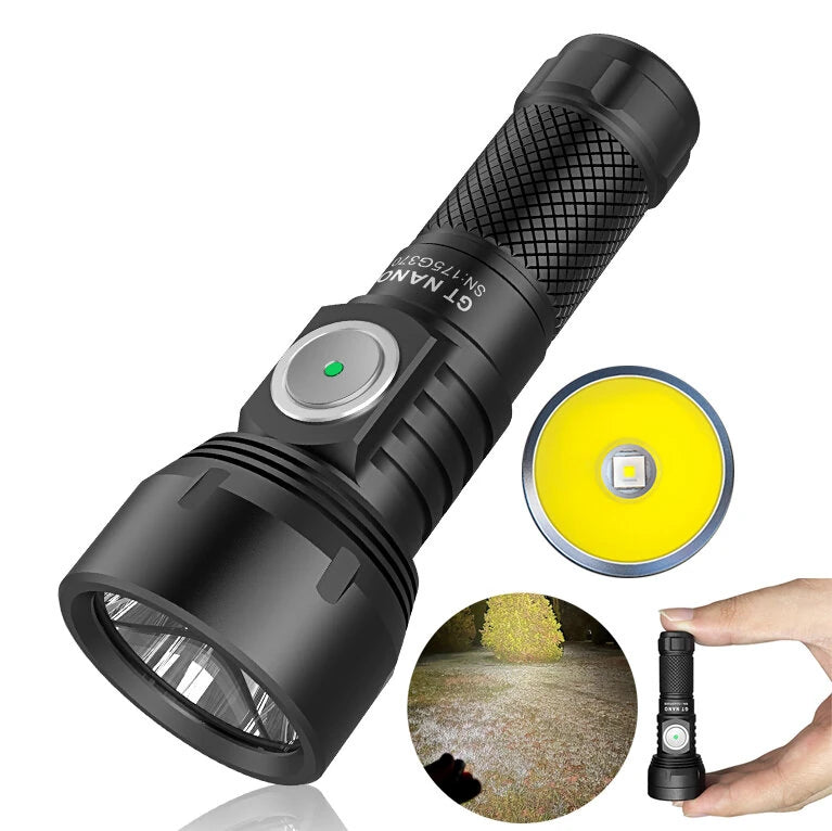 Lumintop GT NANO 3.0 400M EDC Thrower Flashlight with 10280 Battery, Mini Size 700LM High Power Output USB C Rechargeable Mini Torch Powerful Camping Lantern, 10750 Battery Optional - Black 10750 Extention Tube & Battery