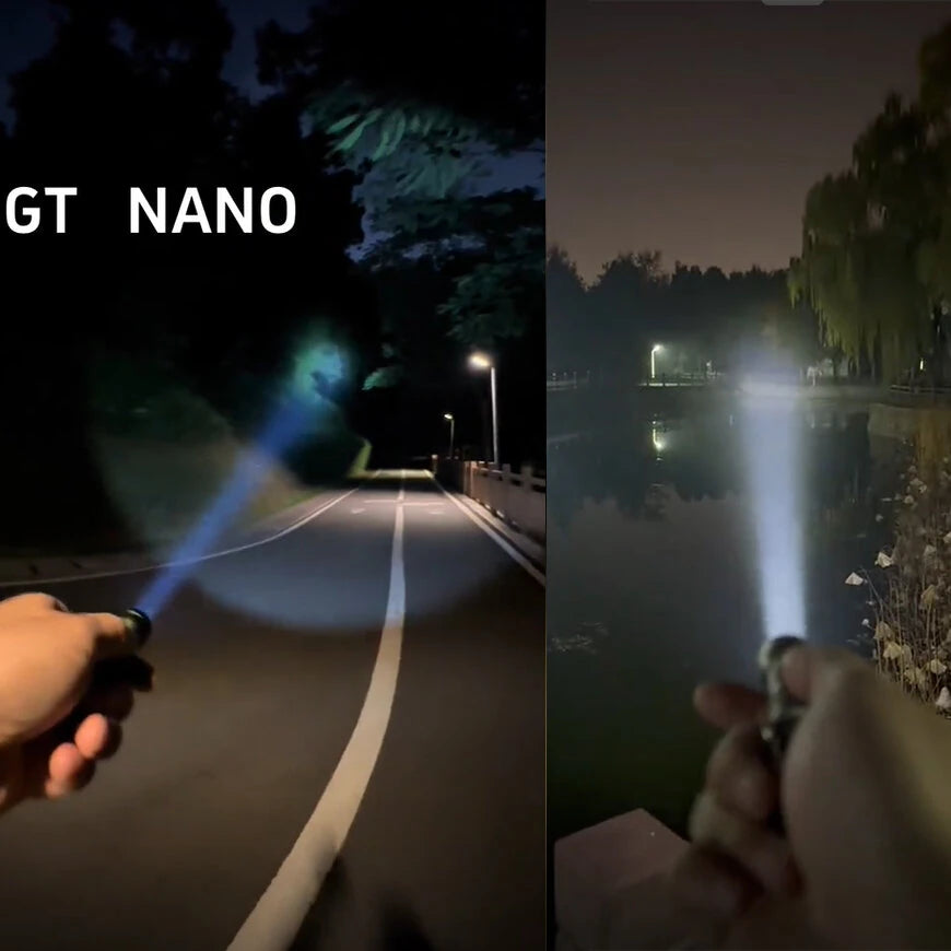 Lumintop GT NANO 3.0 400M EDC Thrower Flashlight with 10280 Battery, Mini Size 700LM High Power Output USB C Rechargeable Mini Torch Powerful Camping Lantern, 10750 Battery Optional - Black 10750 Extention Tube & Battery