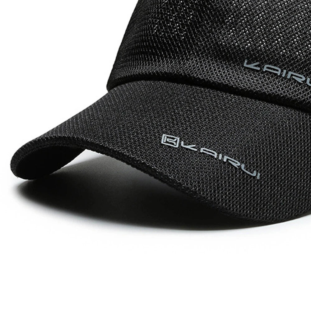 Spring Summer Breathable Mesh Baseball Caps for Men Women Outdoor Sports Fishing Driving Adjustable Casual Hats Sunscreen Hat - Black
