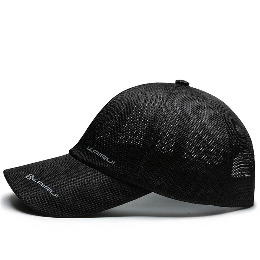 Spring Summer Breathable Mesh Baseball Caps for Men Women Outdoor Sports Fishing Driving Adjustable Casual Hats Sunscreen Hat - Black