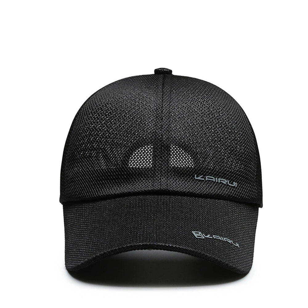 Spring Summer Breathable Mesh Baseball Caps for Men Women Outdoor Sports Fishing Driving Adjustable Casual Hats Sunscreen Hat - Black