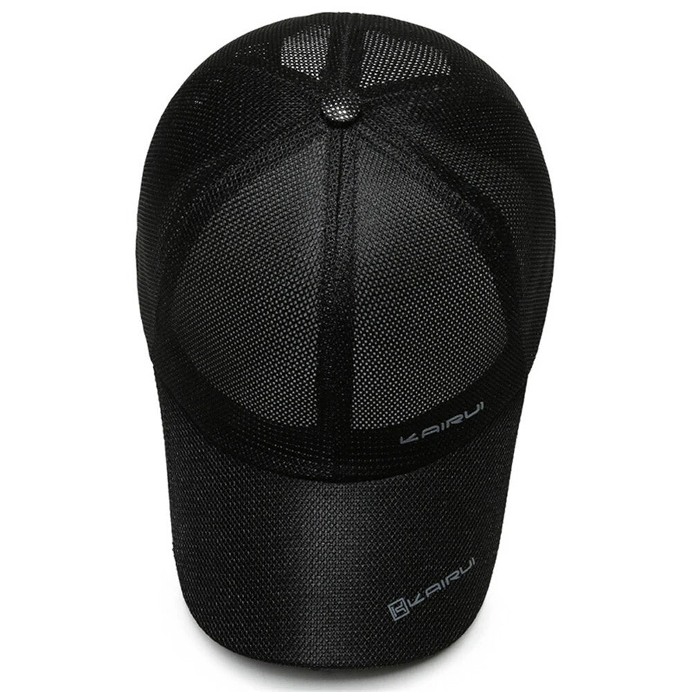 Spring Summer Breathable Mesh Baseball Caps for Men Women Outdoor Sports Fishing Driving Adjustable Casual Hats Sunscreen Hat - Black