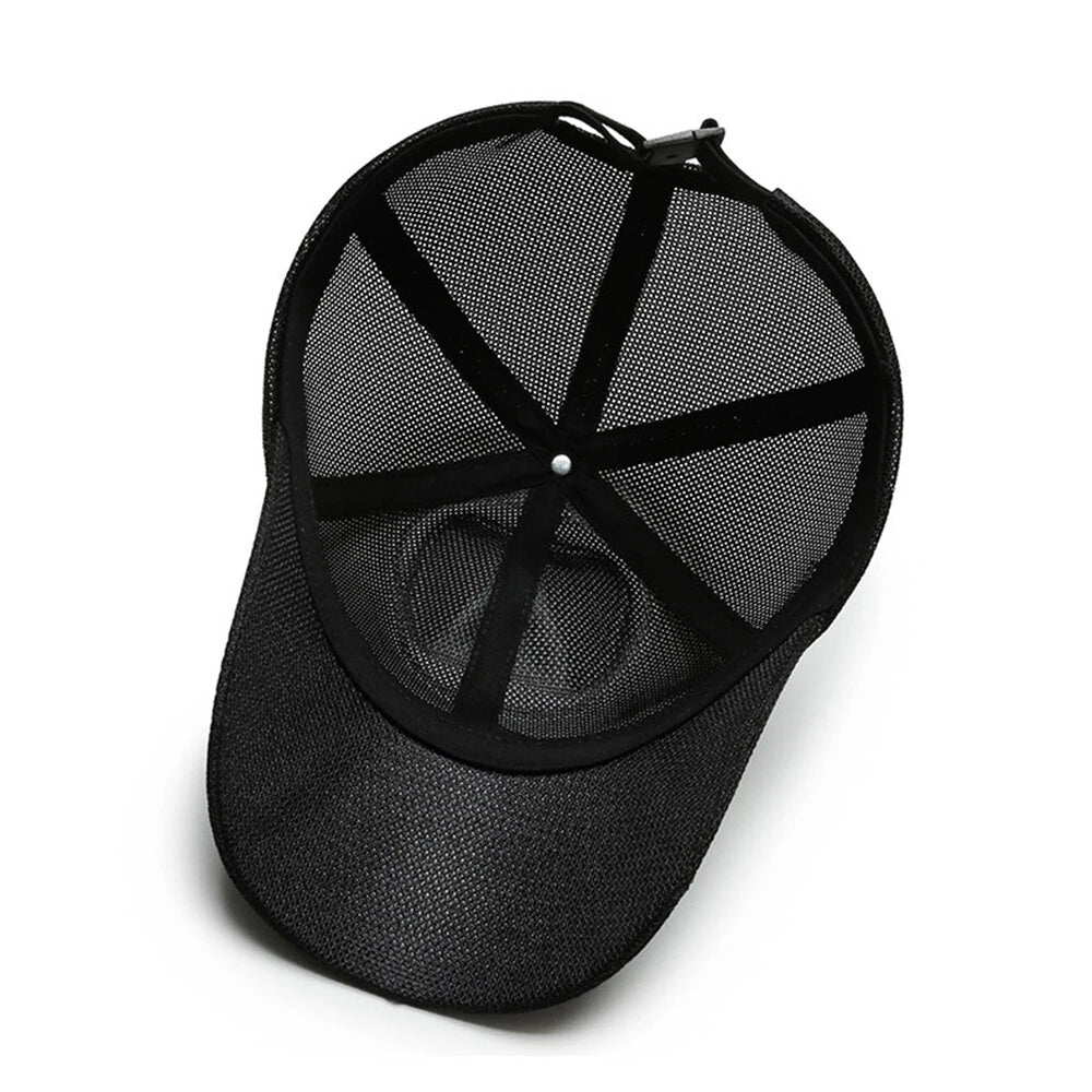 Spring Summer Breathable Mesh Baseball Caps for Men Women Outdoor Sports Fishing Driving Adjustable Casual Hats Sunscreen Hat - Black