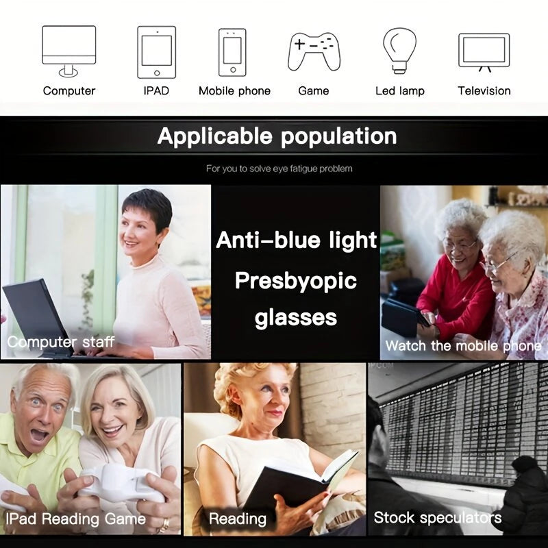 TR90 Reading Glasses Anti-blue Light High Definition Presbyopia Eyeglasses Men's Hyperopia Optical Eyewear Ultralight Sport Non-slip Eyeglasses Diopters To +3.5 - Orange +100