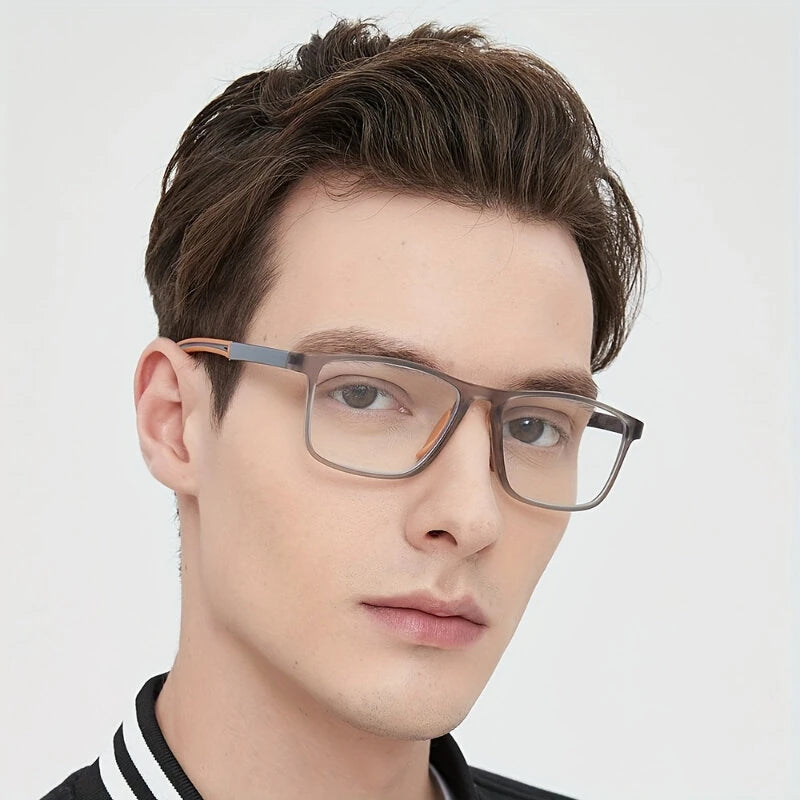 TR90 Reading Glasses Anti-blue Light High Definition Presbyopia Eyeglasses Men's Hyperopia Optical Eyewear Ultralight Sport Non-slip Eyeglasses Diopters To +3.5 - Orange +100
