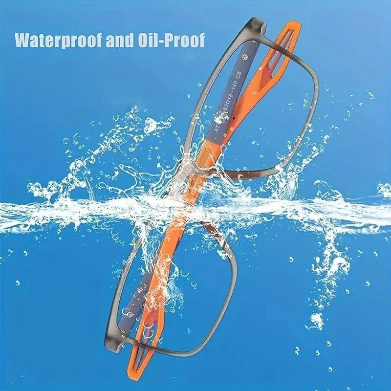 TR90 Reading Glasses Anti-blue Light High Definition Presbyopia Eyeglasses Men's Hyperopia Optical Eyewear Ultralight Sport Non-slip Eyeglasses Diopters To +3.5 - Orange +100