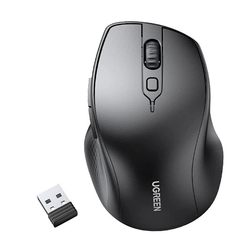 UGreen MU101 2.4G Wireless bluetooth Mouse 1000-4000DPI Silent Buttons Ergonomics for MacBook Tablet Laptop Mute Mice 2.4G Mouse - Black