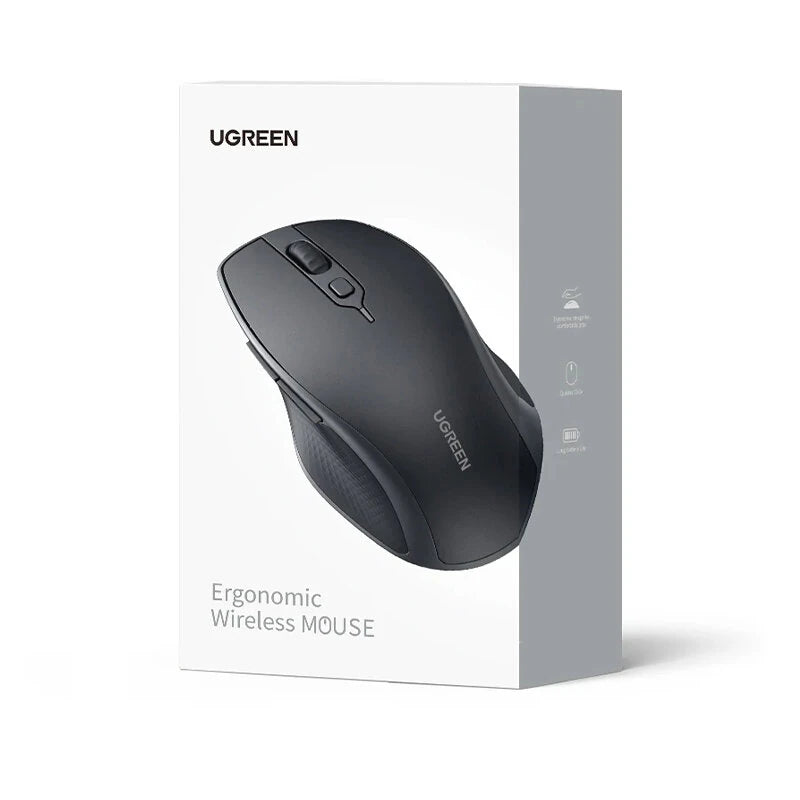 UGreen MU101 2.4G Wireless bluetooth Mouse 1000-4000DPI Silent Buttons Ergonomics for MacBook Tablet Laptop Mute Mice 2.4G Mouse - Black
