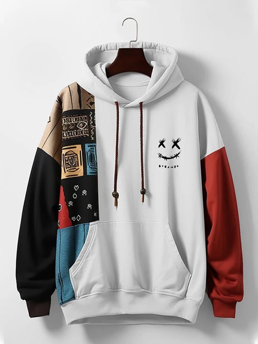 ChArmkpR Mens Ethnic Smile Print Color Block