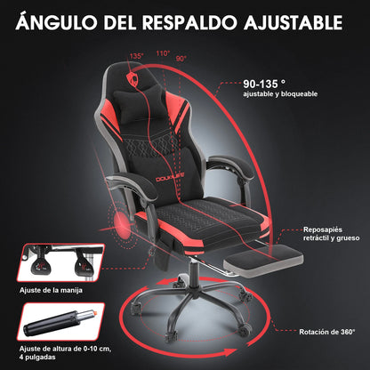 Douxlife GC-RC05 Fabric Gaming Chair Massage with Pocket Spring Widened Cushion