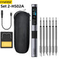FNIRSI HS-02A Smart Soldering Iron with 6 Tips High-Power 100W Adaptable to Quick Charging PD/QC Protocol Wide Temperature Range 180-842°F Featuring Adaptive Power Efficiency 0.96 IPS HD Color Screen - HS-02A with 6 Tips