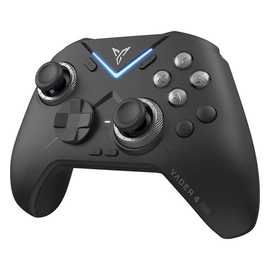 Flydigi Vader 4 Pro Tri-mode Game Controller RGB Wireless Gamepad with 40-100gf Adjustable Joystick Force-switching Vibration Trigger for PC Switch Android IOS Support 1000Hz Polling Rate - Single Black Handle