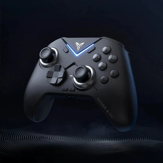 Flydigi Vader 4 Pro Tri-mode Game Controller RGB Wireless Gamepad with 40-100gf Adjustable Joystick Force-switching Vibration Trigger for PC Switch Android IOS Support 1000Hz Polling Rate - Single Black Handle