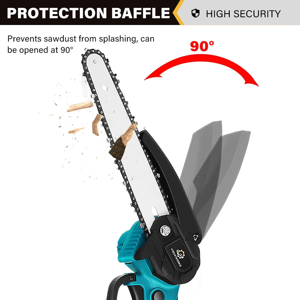VIOLEWORKS 8 Inch 3000W 88VF Brushless Electric Saw Chainsaw Pruning Saws Woodworking Cutting Tool W/ 1pc or 2pcs Battery For Makita 18v Battery EU Plug Without Battery