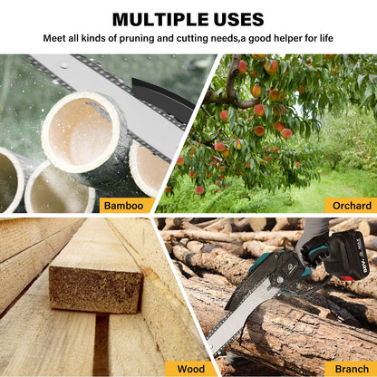 VIOLEWORKS 8 Inch 3000W 88VF Brushless Electric Saw Chainsaw Pruning Saws Woodworking Cutting Tool W/ 1pc or 2pcs Battery For Makita 18v Battery EU Plug Without Battery