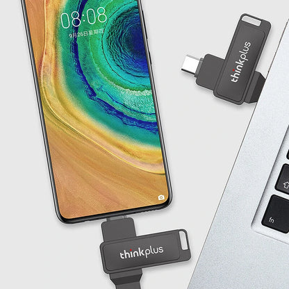 Lenovo Thinkplus MU233 USB3.2 Flash Drive High Speed Dual-interface Pendrive 32GB 64GB 128GB 256GB 512GB Mini Portable Memory U Disk - 32GB