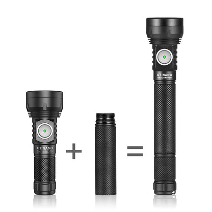 Lumintop GT NANO 3.0 400M EDC Thrower Flashlight with 10280 Battery, Mini Size 700LM High Power Output USB C Rechargeable Mini Torch Powerful Camping Lantern, 10750 Battery Optional - Black 10750 Extention Tube & Battery