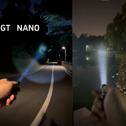 Lumintop GT NANO 3.0 400M EDC Thrower Flashlight with 10280 Battery, Mini Size 700LM High Power Output USB C Rechargeable Mini Torch Powerful Camping Lantern, 10750 Battery Optional - Black 10750 Extention Tube & Battery