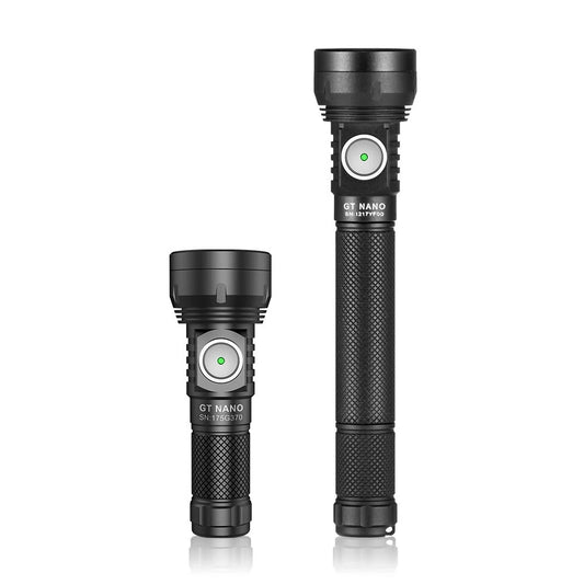 Lumintop GT NANO 3.0 400M EDC Thrower Flashlight with 10280 Battery, Mini Size 700LM High Power Output USB C Rechargeable Mini Torch Powerful Camping Lantern, 10750 Battery Optional - Black 10750 Extention Tube & Battery