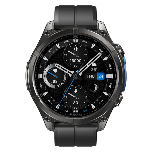 [World Premiere]Zeblaze Vibe 8 1.43-inch AMOLED 818H SapphireLens Built-in LED Flashlight 60 Days Battery Life 5ATM&IP69K Waterproof bluetooth Call Heart Rate Blood Pressure Blood Oxygen Monitor Sleep Monitoring Multi-sport Modes Smart Watch - Black