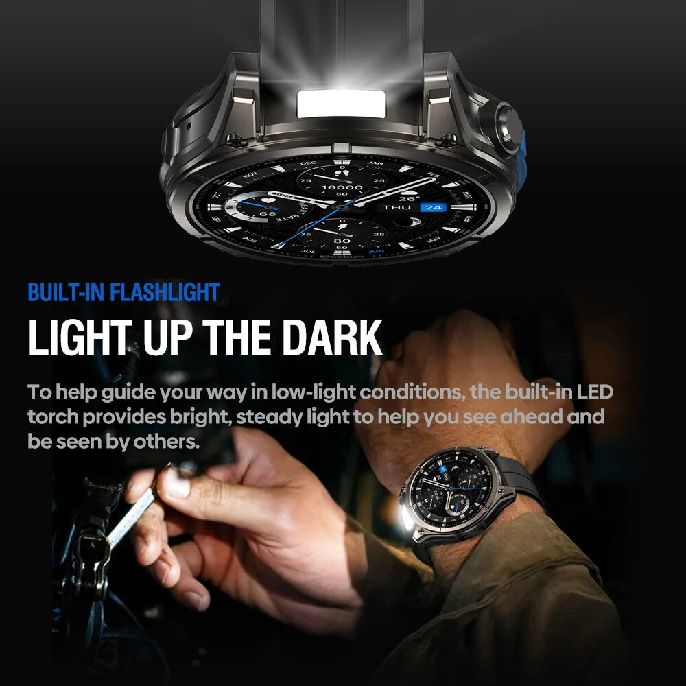[World Premiere]Zeblaze Vibe 8 1.43-inch AMOLED 818H SapphireLens Built-in LED Flashlight 60 Days Battery Life 5ATM&IP69K Waterproof bluetooth Call Heart Rate Blood Pressure Blood Oxygen Monitor Sleep Monitoring Multi-sport Modes Smart Watch - Black
