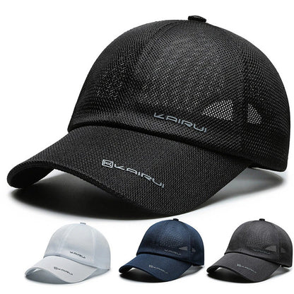 Spring Summer Breathable Mesh Baseball Caps for Men Women Outdoor Sports Fishing Driving Adjustable Casual Hats Sunscreen Hat - Black