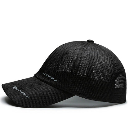 Spring Summer Breathable Mesh Baseball Caps for Men Women Outdoor Sports Fishing Driving Adjustable Casual Hats Sunscreen Hat - Black