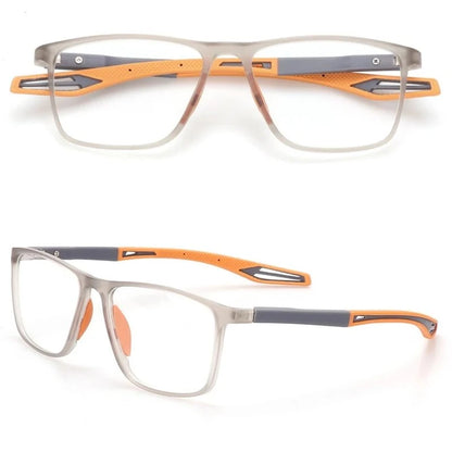 TR90 Reading Glasses Anti-blue Light High Definition Presbyopia Eyeglasses Men's Hyperopia Optical Eyewear Ultralight Sport Non-slip Eyeglasses Diopters To +3.5 - Orange +100