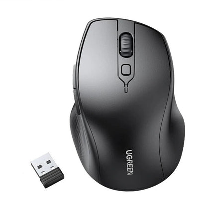 UGreen MU101 2.4G Wireless bluetooth Mouse 1000-4000DPI Silent Buttons Ergonomics for MacBook Tablet Laptop Mute Mice 2.4G Mouse - Black