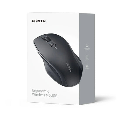 UGreen MU101 2.4G Wireless bluetooth Mouse 1000-4000DPI Silent Buttons Ergonomics for MacBook Tablet Laptop Mute Mice 2.4G Mouse - Black
