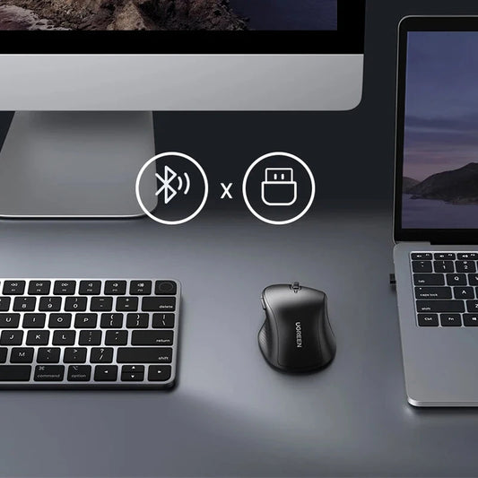 UGreen MU101 2.4G Wireless bluetooth Mouse 1000-4000DPI Silent Buttons Ergonomics for MacBook Tablet Laptop Mute Mice 2.4G Mouse - Black