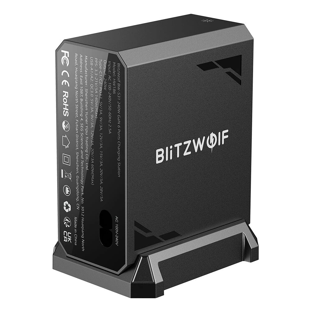 [GaN Tech] Blitzwolf® BW-S31 240W 6-Port USB PD Charger 4USB-C+2USB-A QC PD